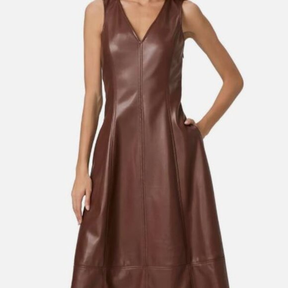 NWT Paige FIORELLA DRESS PETITE FRENCH PRESS Faux Leather - Picture 3 of 10